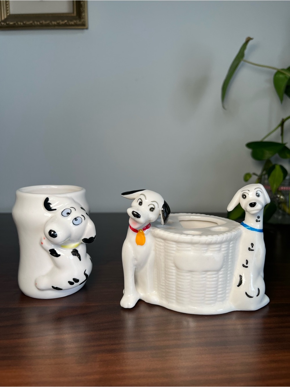 Vintage Dalmatians Ceramic Bathroom toothbrush holder and mug Set 🐾
